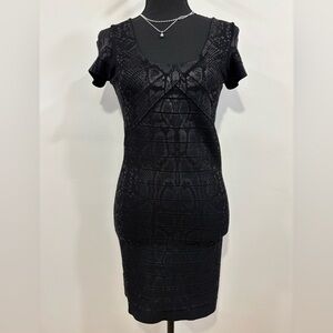 Black Bandage Textured Mini Dress